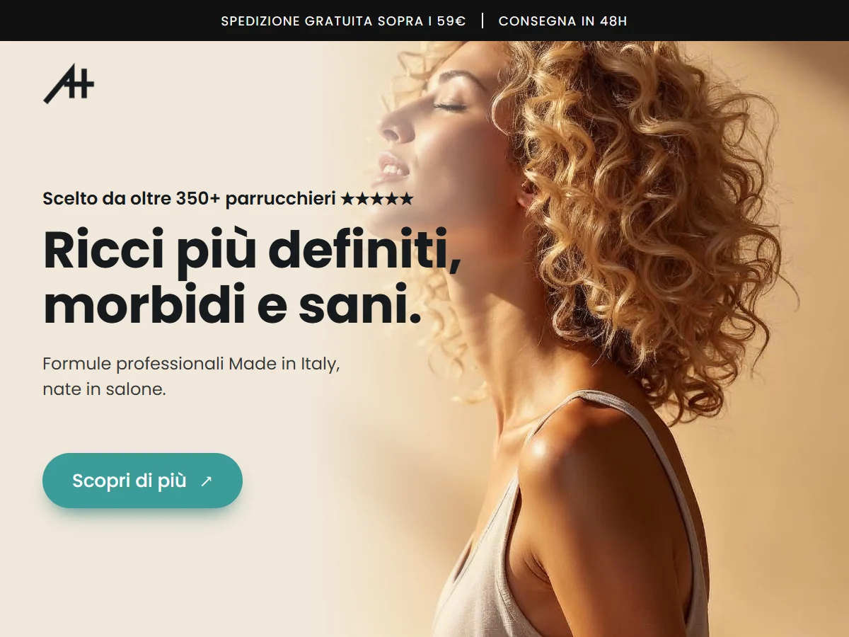 Grafica della home page di Action Hair